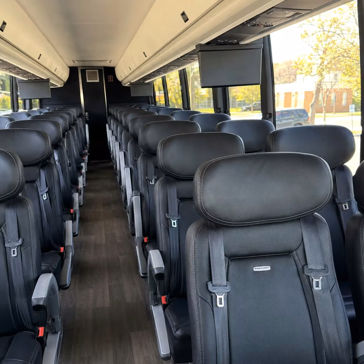 56 passenger charter bus inside